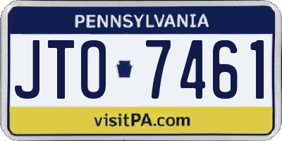 PA license plate JTO7461