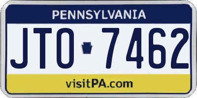PA license plate JTO7462
