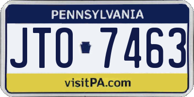 PA license plate JTO7463