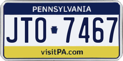 PA license plate JTO7467