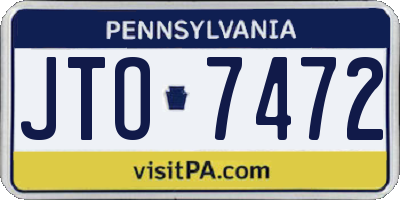 PA license plate JTO7472