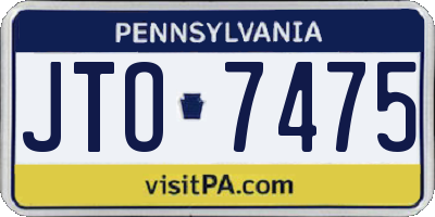 PA license plate JTO7475