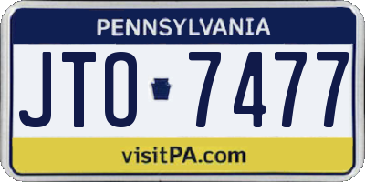 PA license plate JTO7477