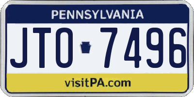 PA license plate JTO7496
