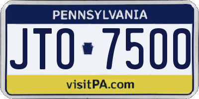 PA license plate JTO7500