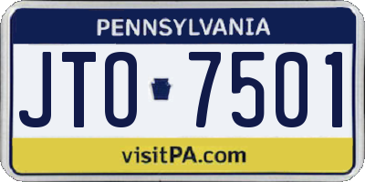 PA license plate JTO7501