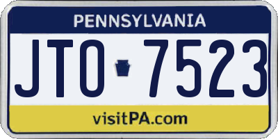 PA license plate JTO7523