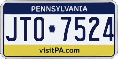 PA license plate JTO7524