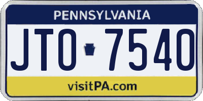 PA license plate JTO7540