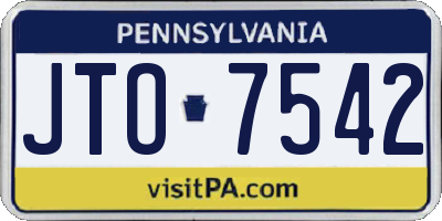 PA license plate JTO7542