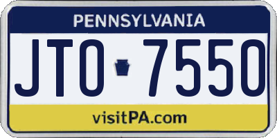 PA license plate JTO7550