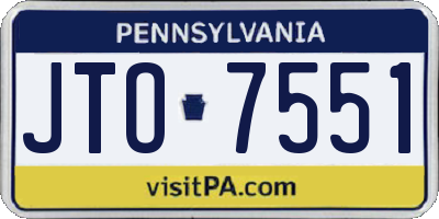 PA license plate JTO7551