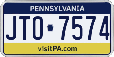 PA license plate JTO7574