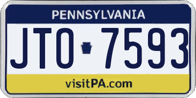 PA license plate JTO7593