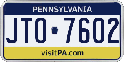 PA license plate JTO7602
