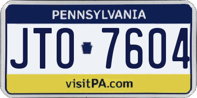 PA license plate JTO7604