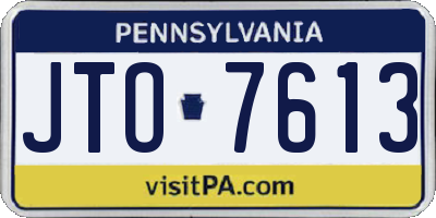 PA license plate JTO7613
