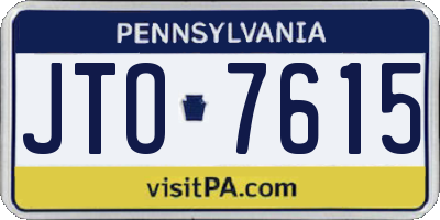 PA license plate JTO7615