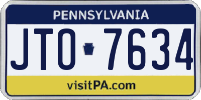 PA license plate JTO7634