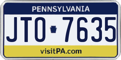 PA license plate JTO7635