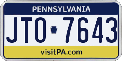 PA license plate JTO7643