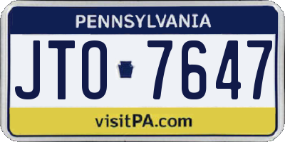 PA license plate JTO7647