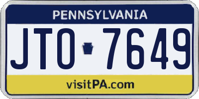 PA license plate JTO7649