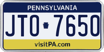 PA license plate JTO7650