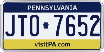 PA license plate JTO7652