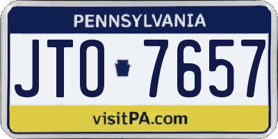 PA license plate JTO7657