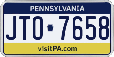 PA license plate JTO7658
