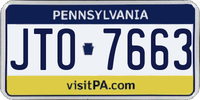 PA license plate JTO7663