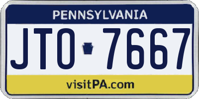 PA license plate JTO7667