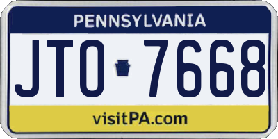 PA license plate JTO7668