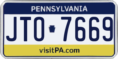 PA license plate JTO7669