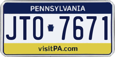 PA license plate JTO7671