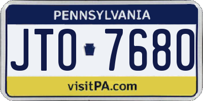 PA license plate JTO7680
