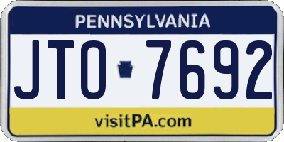 PA license plate JTO7692