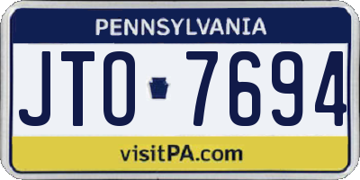 PA license plate JTO7694