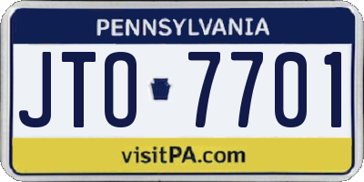 PA license plate JTO7701