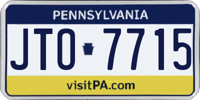 PA license plate JTO7715