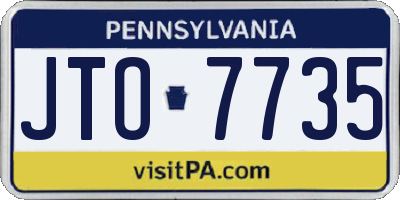 PA license plate JTO7735