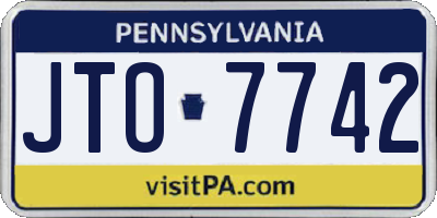 PA license plate JTO7742