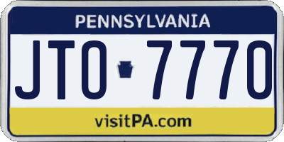 PA license plate JTO7770