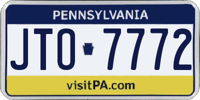 PA license plate JTO7772
