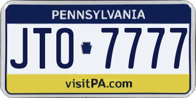 PA license plate JTO7777