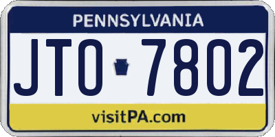 PA license plate JTO7802