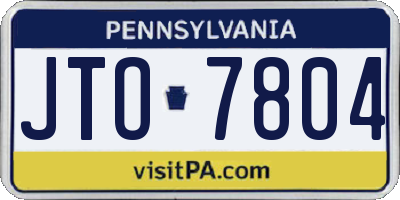 PA license plate JTO7804