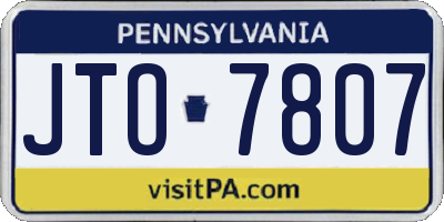 PA license plate JTO7807