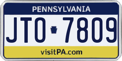PA license plate JTO7809